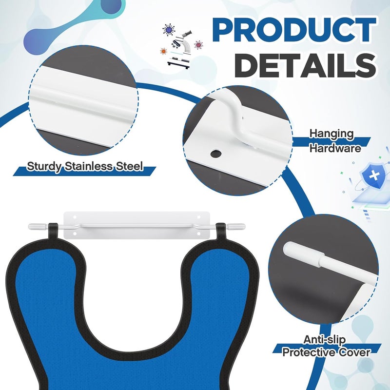 Zonon 2 Pcs X-Ray Apron Hanger 15 x 2 Inch White Coated Apron Rack for X-Ray Radiation, Stainless Steel, Wall Mount - Image 4